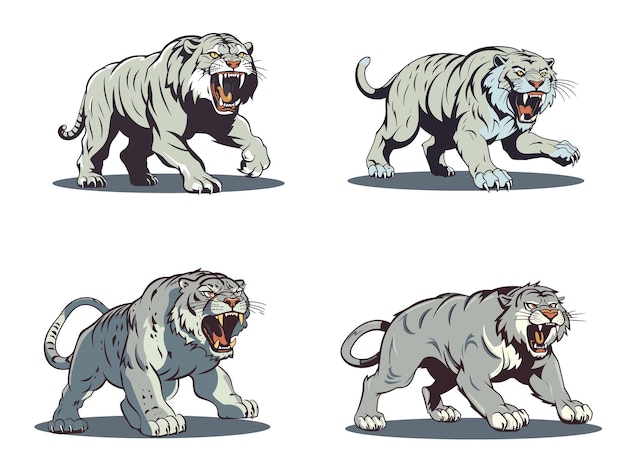 Vetor ilustração do majestoso tigre branco