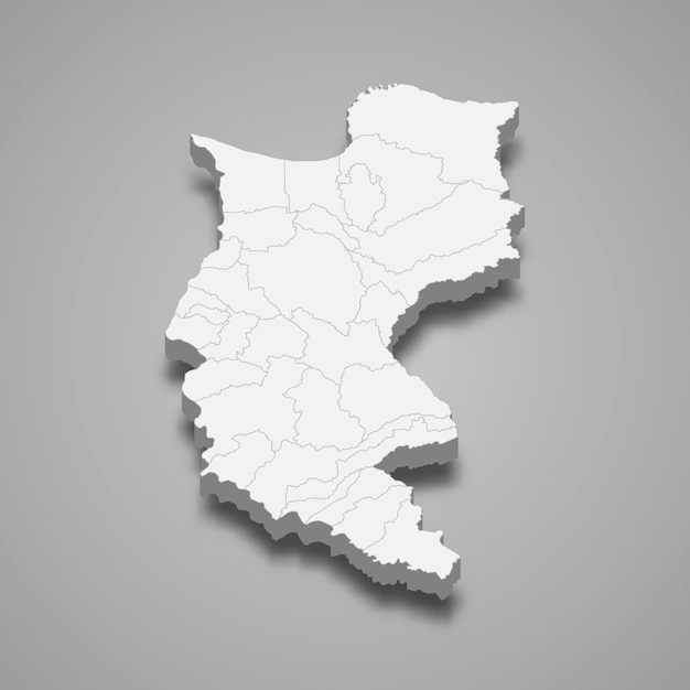 Vetor ilustração do mapa 3d do departamento de magdalena da colômbia