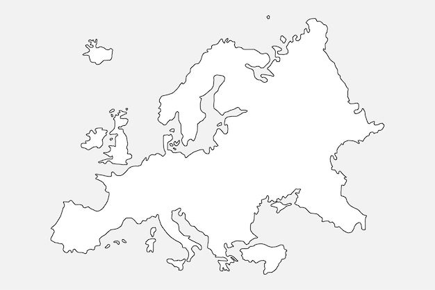 Ilustração do mapa das fronteiras da europa desenho vetorial