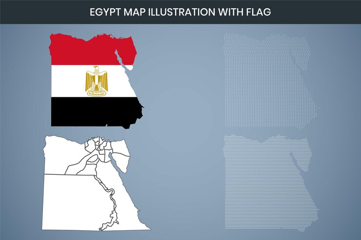 Vetor ilustração do mapa do egito com bandeira
