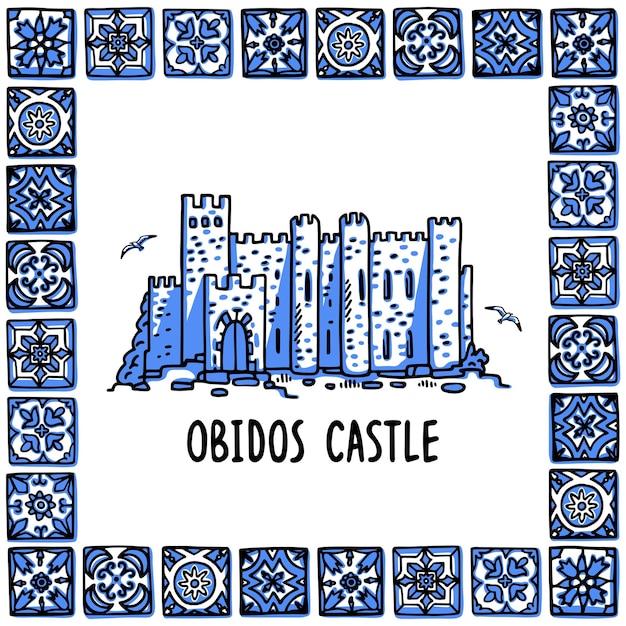 Vetor ilustração do marco histórico de portugal castelo de óbidos
