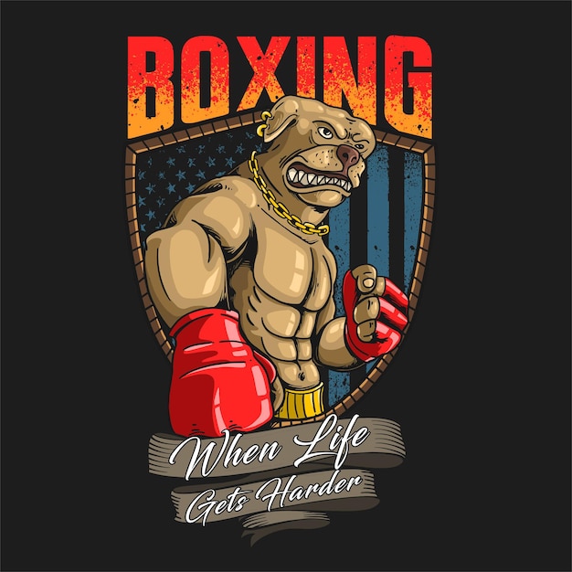 Ilustração do mascote americano do boxe pitbull