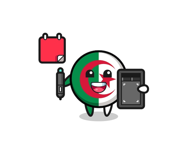 Ilustração do mascote da bandeira da argélia como um design bonito de designer gráfico
