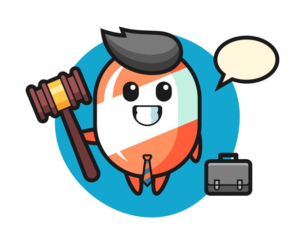 Ilustração do mascote de doces como advogado