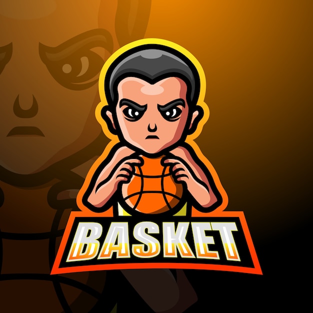 Ilustração do mascote do jogador de basquete