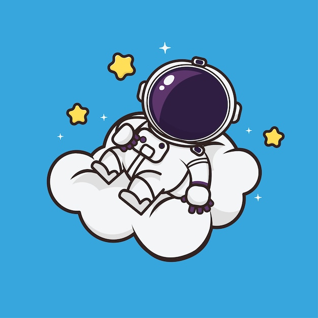 Ilustração do mascote kawaii cute astronaut icon