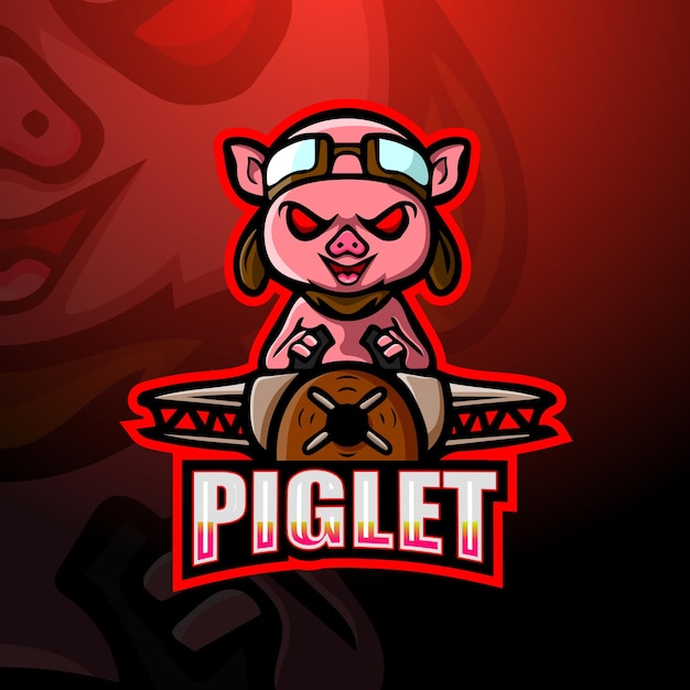 Ilustração do mascote piloto do piglet