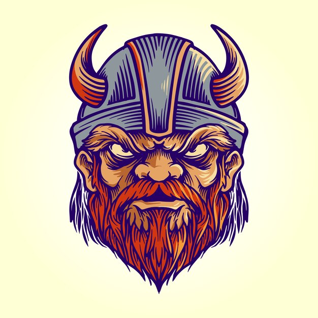 Ilustração do mascote Viking Logo Helmet