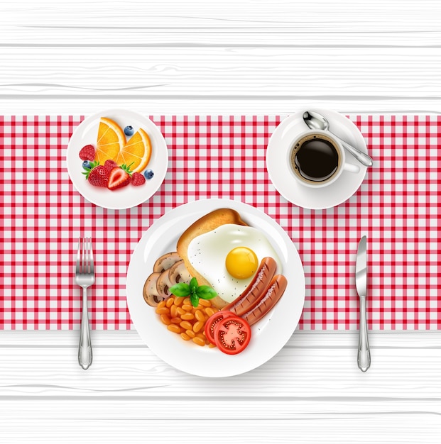 Ilustração do menu de café da manhã com ovo frito