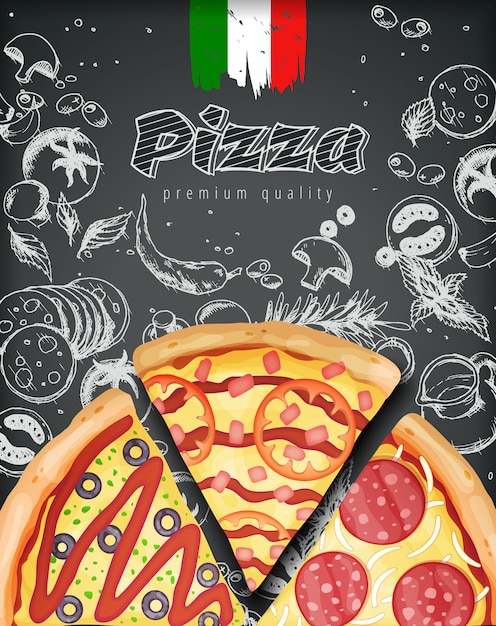 Vetor ilustração do menu de pizza italiana