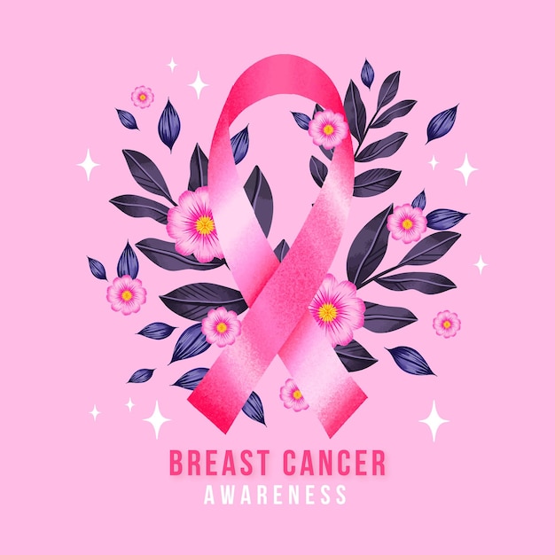 Vetor ilustração do mês de conscientização do câncer de mama em aquarela