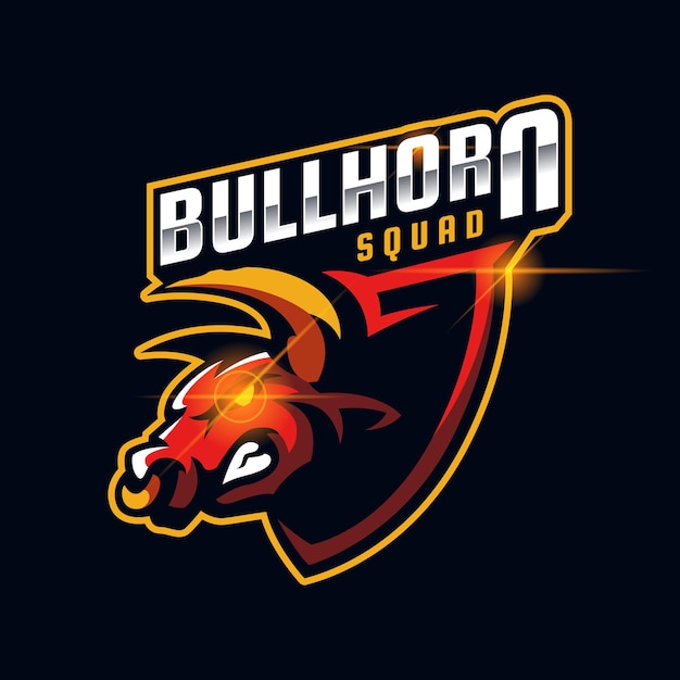 Ilustração do modelo de design de logotipo bull angry face esport