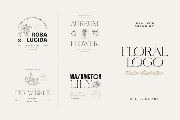 Vetor ilustração do modelo de logotipo da vintage flower para marca