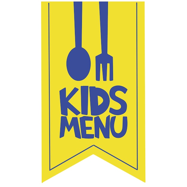 Ilustração do modelo de rótulo amarelo do menu vetorial para crianças
