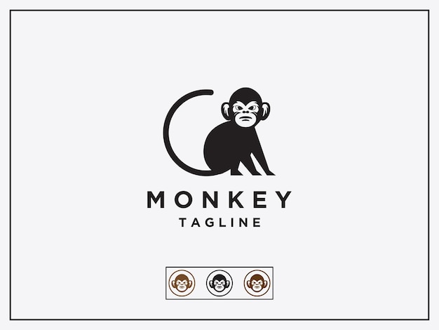 Ilustração do modelo do design do ícone do logotipo do macaco
