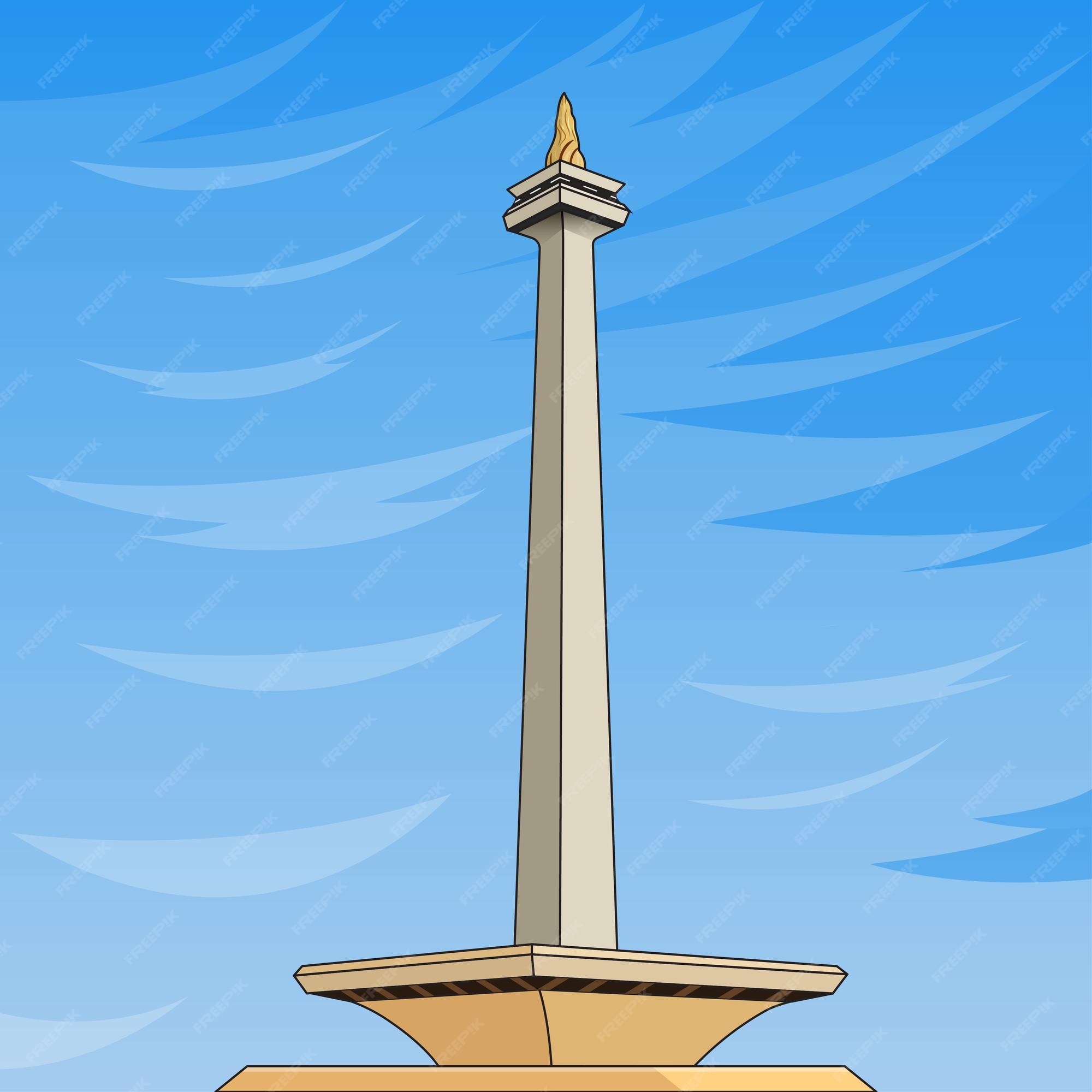 Ilustração do monumento nacional monas tower jakarta indonésia com fundo de  céu azul