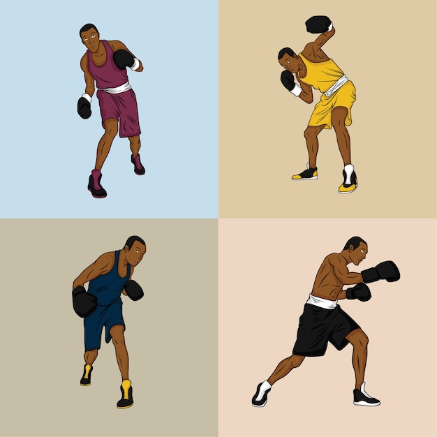 Vetor ilustração do movimento do corpo de boxe