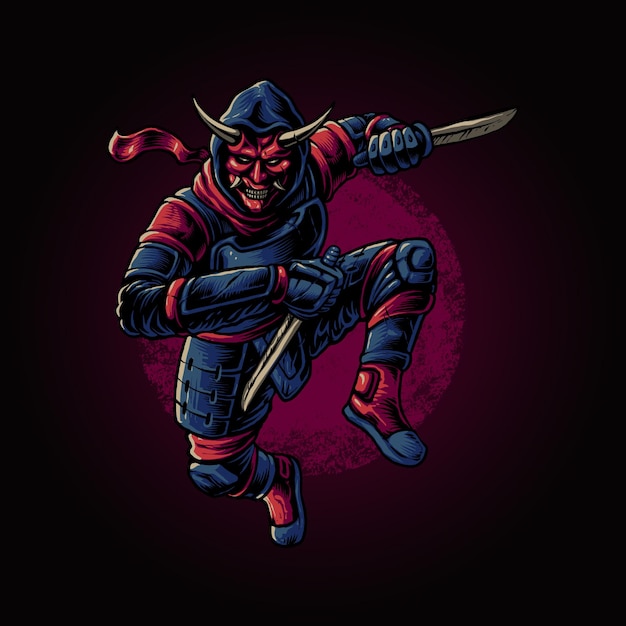 Desenho Da Ilustração De Subida Ninja Ilustração do Vetor - Ilustração de  capacete, samurai: 233354679