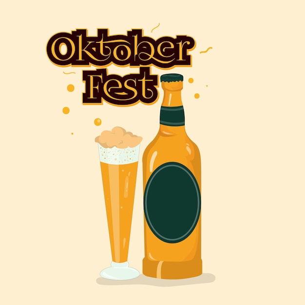 Vetor ilustração do oktober fest com cerveja e garrafa de cerveja