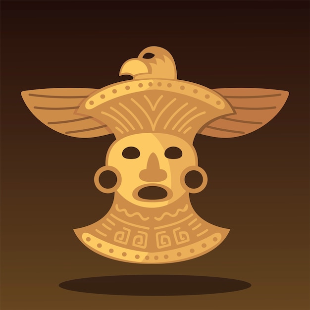 Vetor ilustração do ornamento do pássaro do tesouro tribal étnico asteca