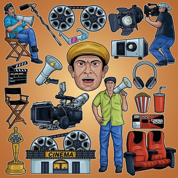 Ilustração do pacote de filmes do diretor