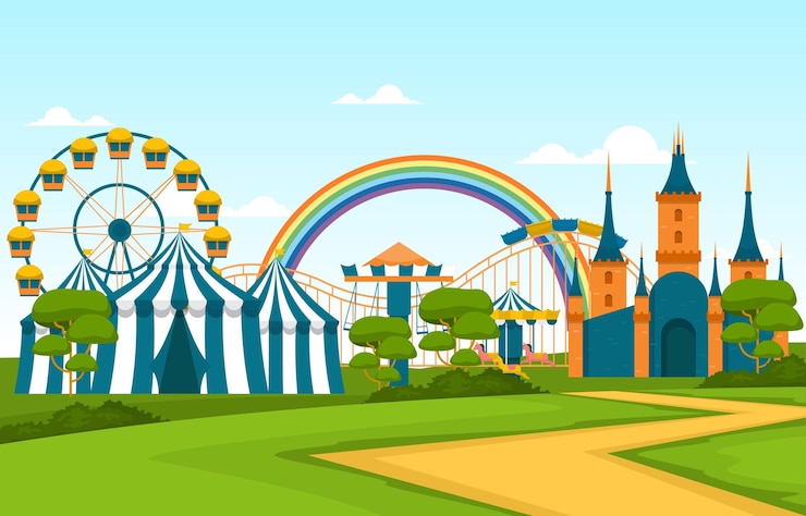 Vetor ilustração do parque de diversões castle ferris wheel.