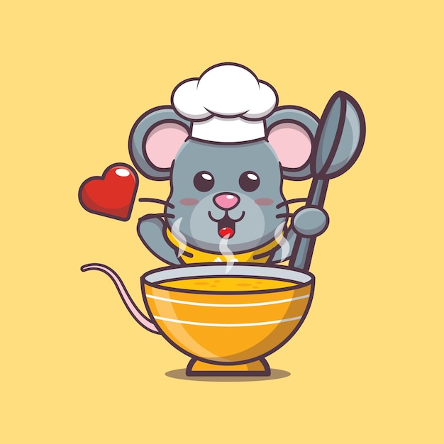 Ilustração do personagem chef mouse fofo