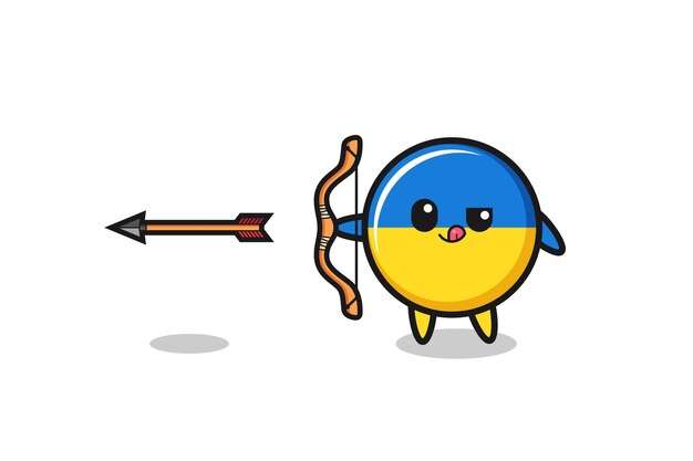 Ilustração do personagem da bandeira da ucrânia fazendo tiro com arco
