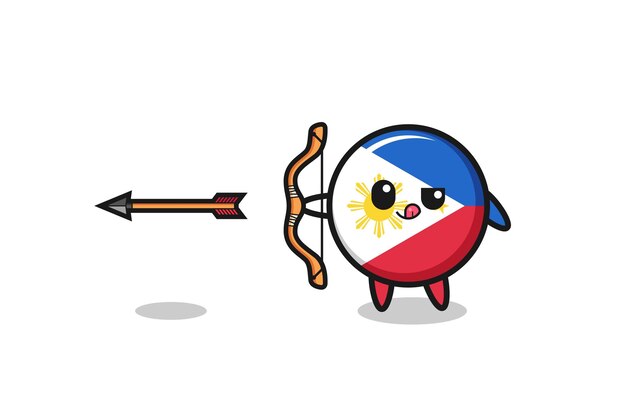 Ilustração do personagem de bandeira das filipinas fazendo tiro com arco