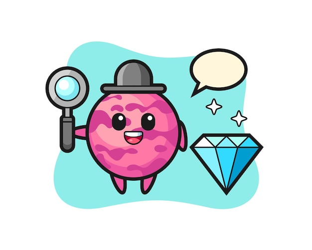 Vetor ilustração do personagem de colher de sorvete com um diamante