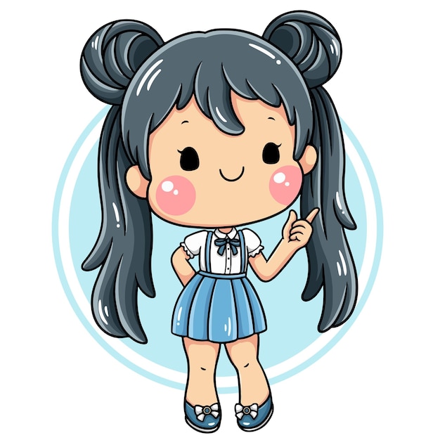 Pequena Personagem Kawaii Engraçada. Ilustração De Desenho 3d De Uma Garota  Bonita De Desenho Em Um Pano De Fundo Azul Ilustração Stock - Ilustração de  azul, jogo: 243403156