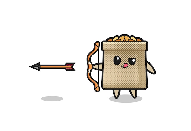 Ilustração do personagem de saco de trigo fazendo tiro com arco