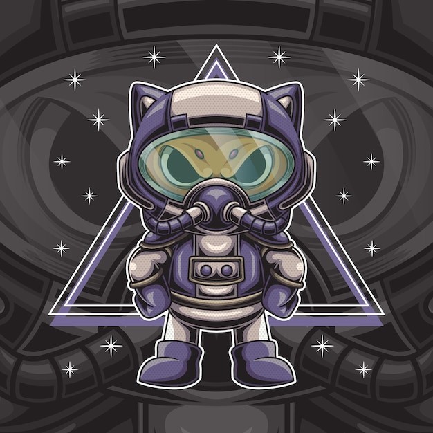 Vetor ilustração do personagem do gato astronauta