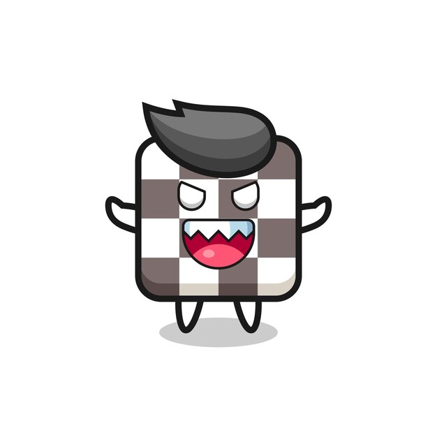 ilustração do personagem do malvado mascote do tabuleiro de xadrez, design de estilo fofo para camiseta, adesivo, elemento de logotipo