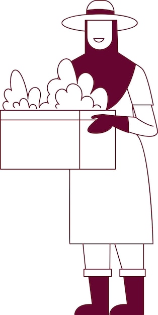 Ilustração do personagem feminino do fazendeiro sem rosto