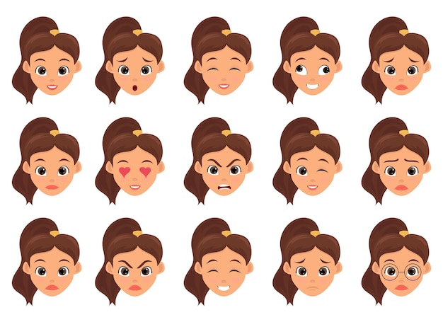 Ilustração do projeto da expressão facial da mulher isolada