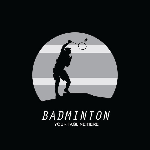 Ilustração do projeto da silhueta do logotipo do badminton