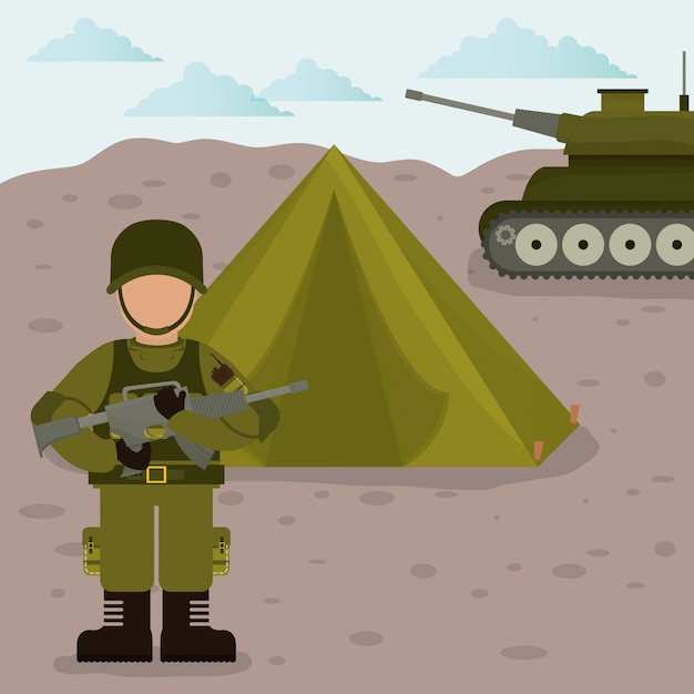 Ilustração do projeto do exército