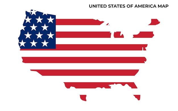 Ilustração do projeto do mapa da bandeira nacional dos estados unidos da bandeira do país dos estados unidos dentro do mapa