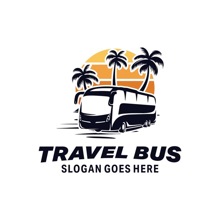 Ilustração do projeto do modelo de logotipo do ônibus de viagem