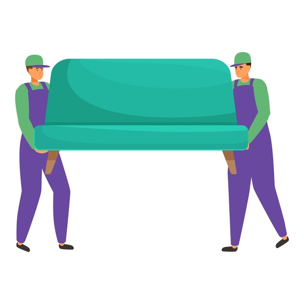 Ilustração do serviço de mudança de casa com dois trabalhadores carregando um sofá