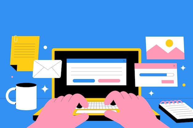 Ilustração do serviço de tecnologia de laptops