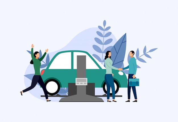 Ilustração do serviço e reparo do carro