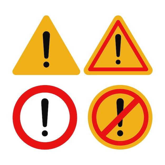 Ilustração do símbolo do sinal de alerta de triângulo amarelo com borda vermelha
