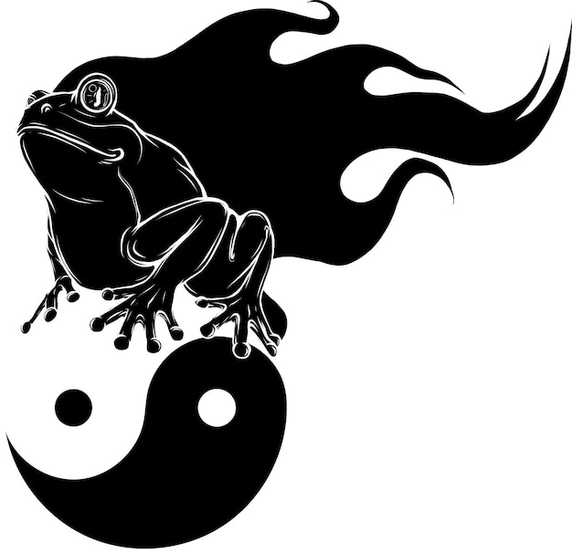 Ilustração do símbolo ying yang sob a rã
