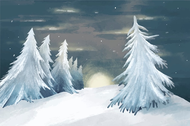 Vetor ilustração do solstício de inverno em aquarela