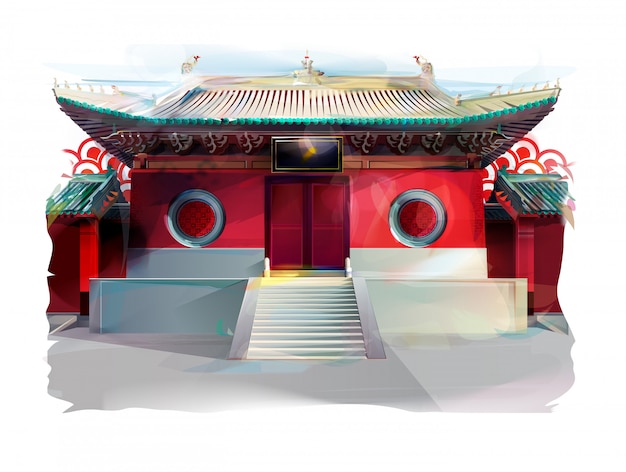 Ilustração do templo chinês