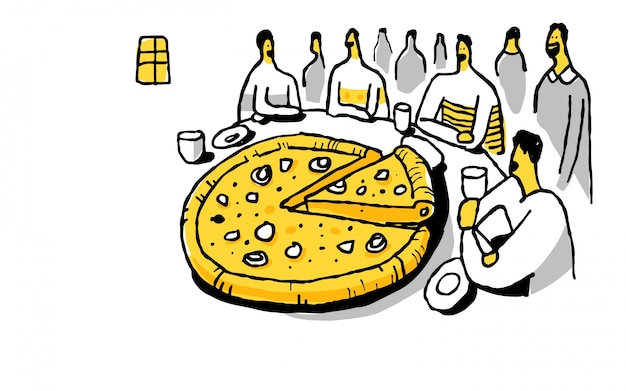 Ilustração do tempo de pizza