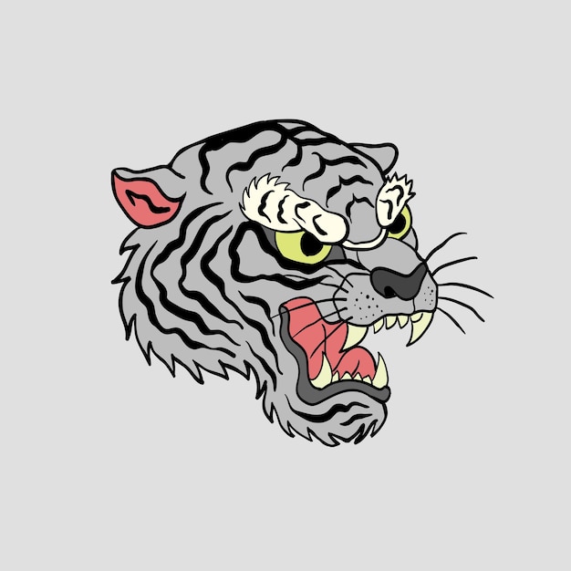 Ilustração do tigre impressa em camisetas e suvenires vetoriais premium