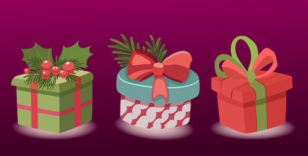 Ilustração do Trio de Presentes de Férias